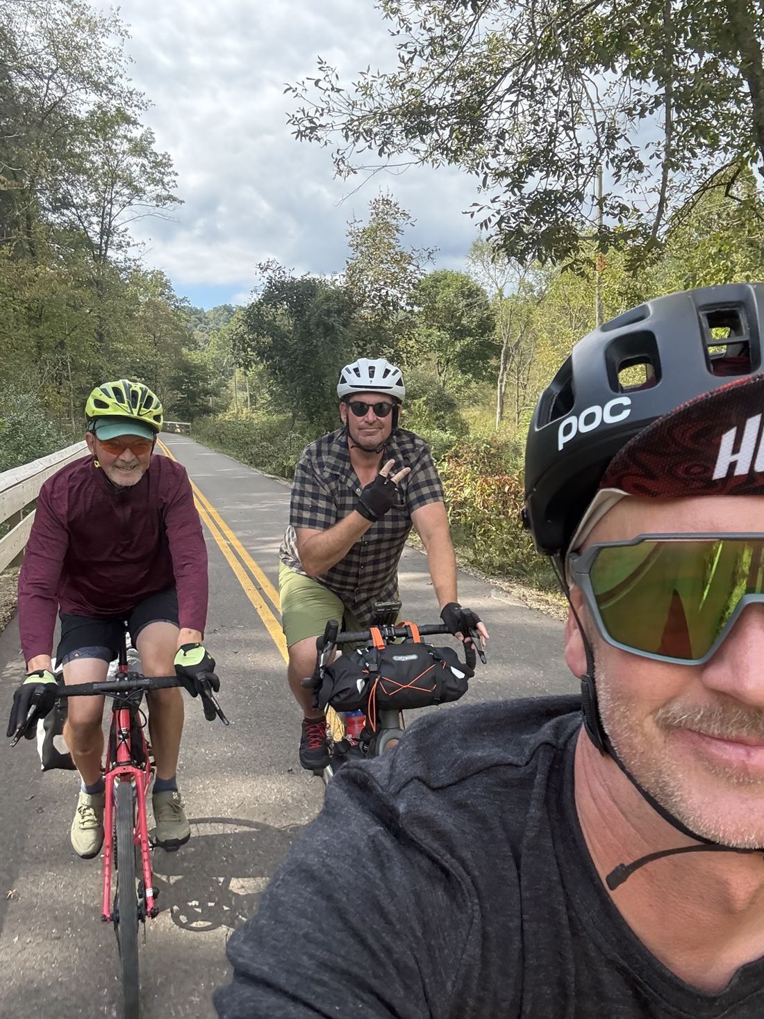 Kristian on a group ride with two friends